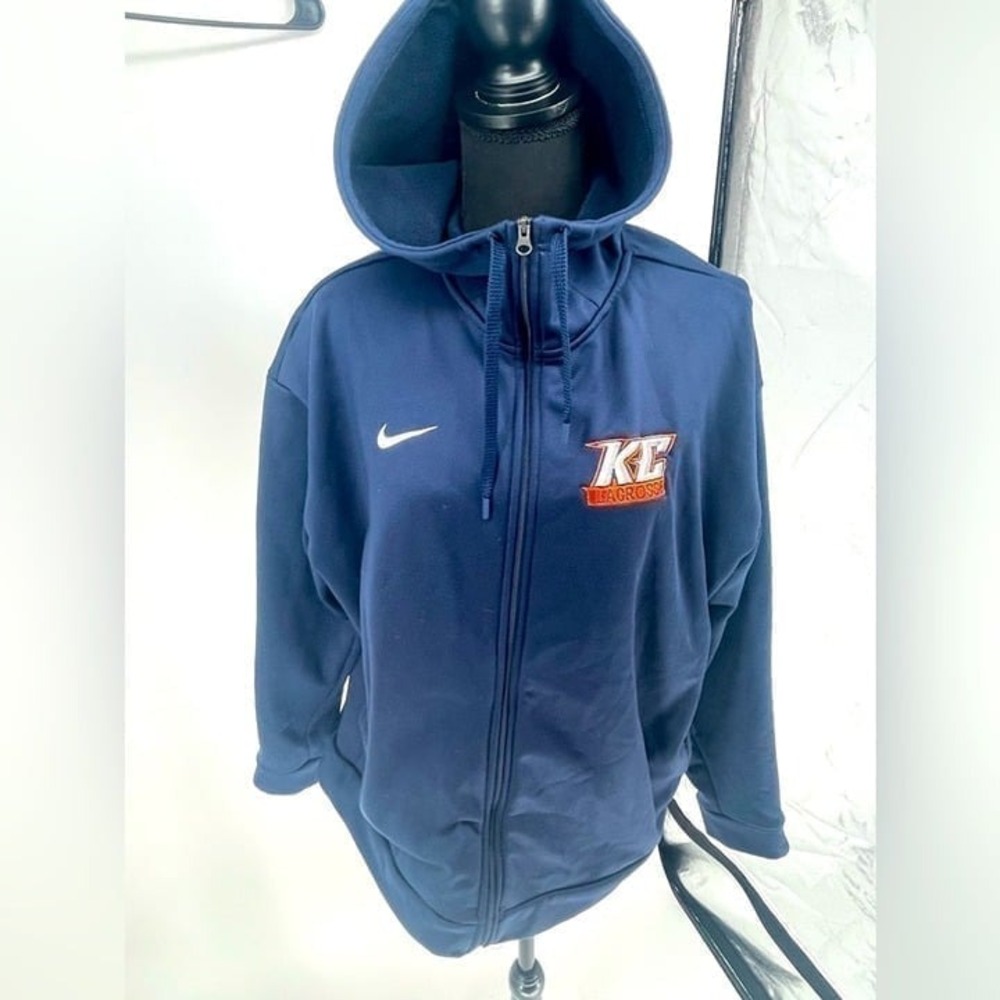 Night fleece men's zip up navy blue sweater extra large